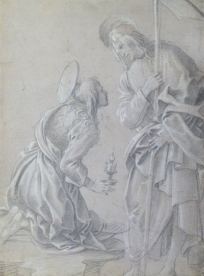 Kniende Heilige Maria Magdalena und stehender Christus von Filippino Lippi